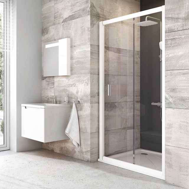 Porte de douche coulissante Ravak Blix, BLDP2-120, blanc+verre Transparent