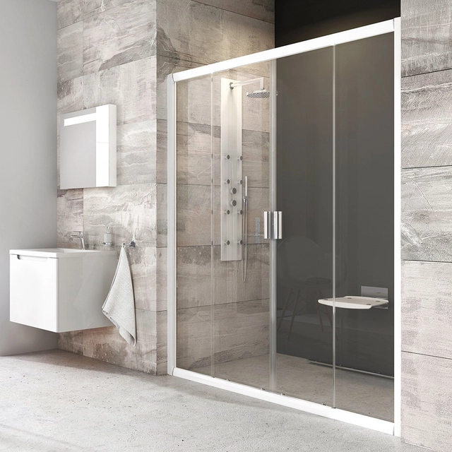 Porte de douche coulissante Ravak Blix, BLDP4-150, blanc+verre Transparent