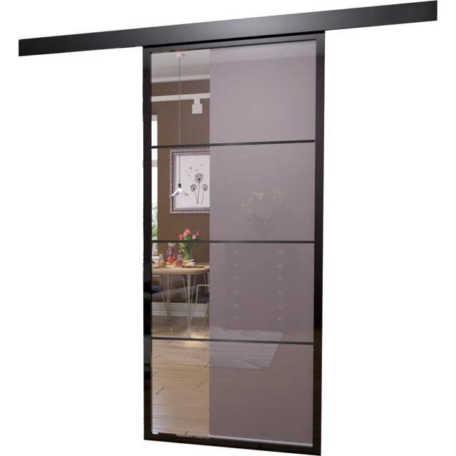 PORTE SCORREVOLI 1000X2100 GALLEGGIANTE IN ALLUMINIO NERO 6MM (4 POLA)