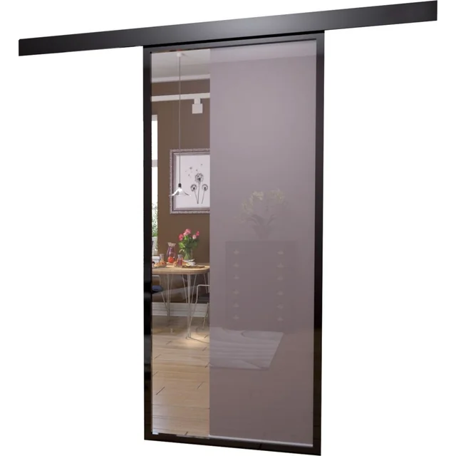 PORTE SCORREVOLI 750X2100 GALLEGGIANTE ALLUMINIO NERO 6MM