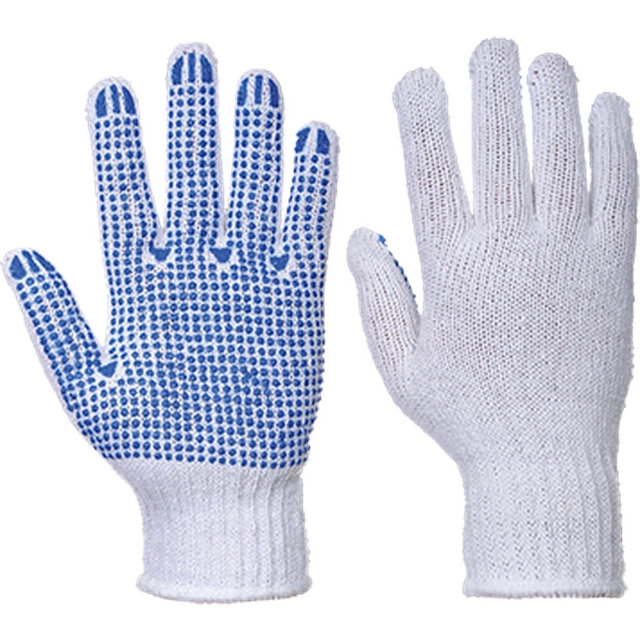 PORTWEST Classic Polka Dot Gloves Size: S, Color: white-blue