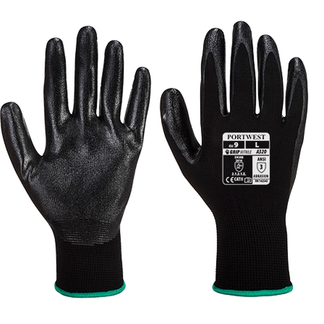 PORTWEST Dexti-Grip Gloves Size: XL, Color: black