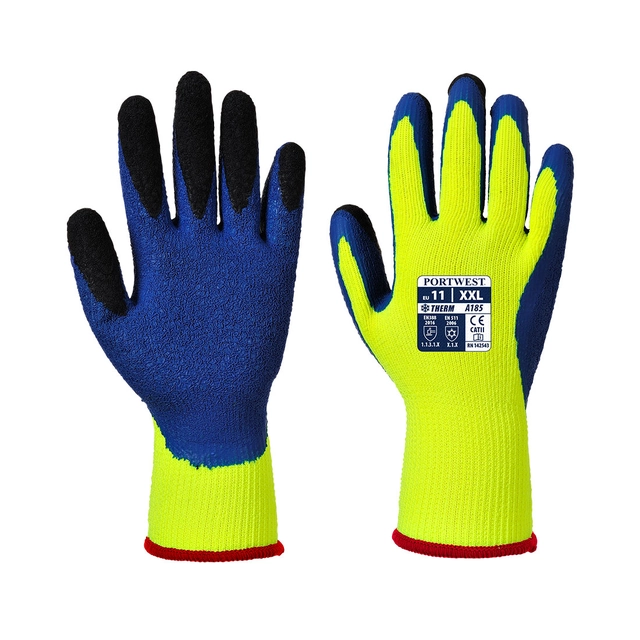 PORTWEST Duo-Therm Gloves Size: M, Color: blue-yellow