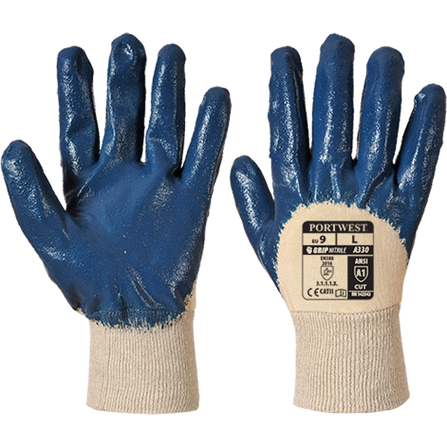 PORTWEST Nitrile gloves Size: L, Color: navy blue