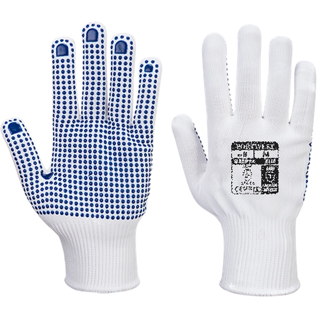PORTWEST Polka Dot Gloves Size: 2XL, Color: white-blue