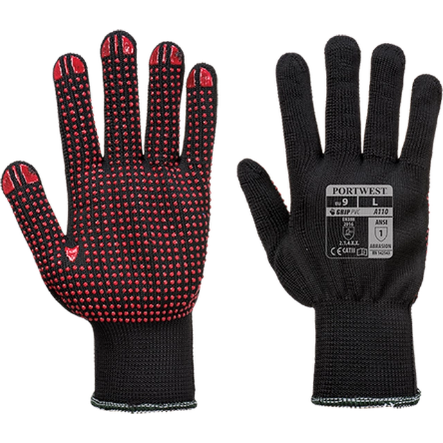 PORTWEST Polka Dot Gloves Size: XL, Color: black
