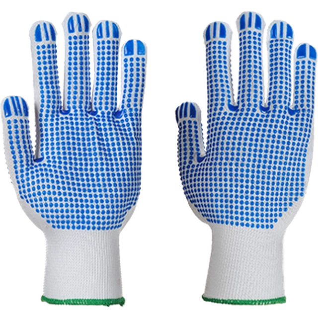 PORTWEST Polka Dot Plus Gloves Size: M, Color: white-blue