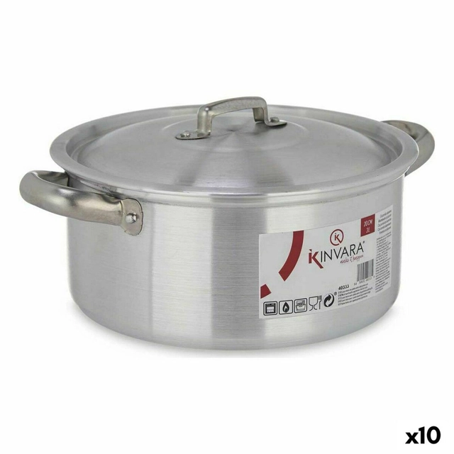 Pot avec Couvercle Aluminium Argenté 3 L (10 Pièces)