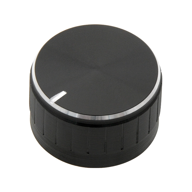 Pot knob black medium - 30mm ind. silver