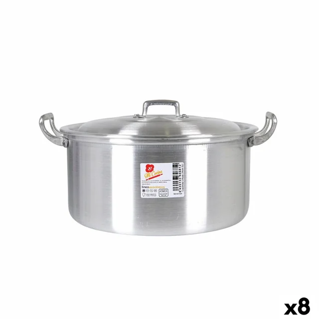 Pot with Aluminum Lid 31,3 x 26,5 x 13,5 cm (8 Pieces)