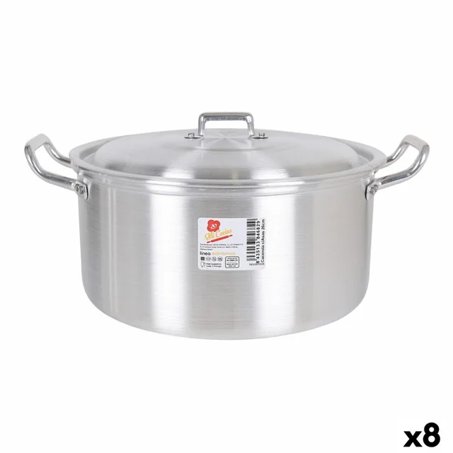 Pot with Aluminum Lid 33,5 x 28 x 15 cm (8 Pieces)