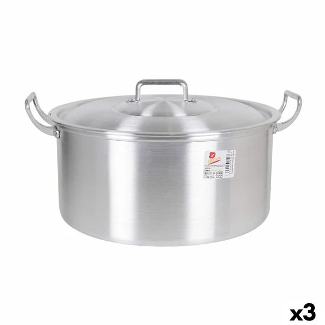 Pot with Aluminum Lid 43 x 36 x 16 cm (3 Pieces)