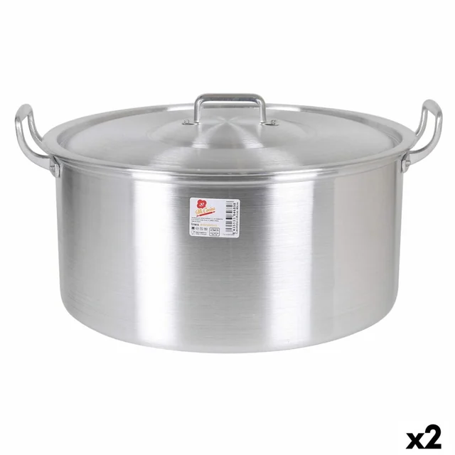 Pot with Aluminum Lid 49 x 41 x 24 cm (2 Pieces)