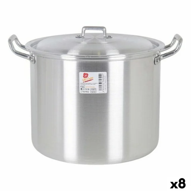 Pot with Lid 39693 Ø 22 cm Silvery 6 L Aluminum 29 x 23 x 20 cm