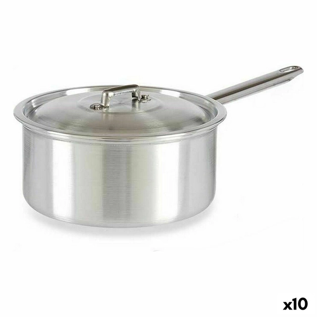 Pot with Lid Silvery Aluminum 3 L 22 x 12 x 38 cm (10 Pieces)