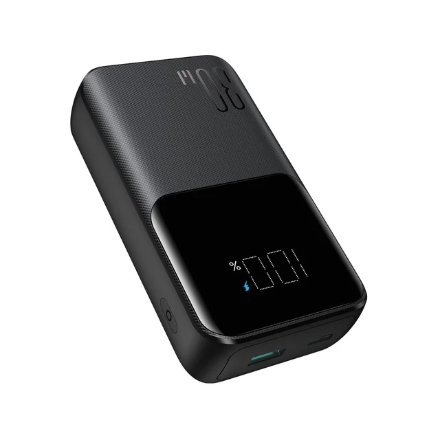 Powerbank 30W 10000mAh com iPhone Lightning integrado e cabos USB-C, preto