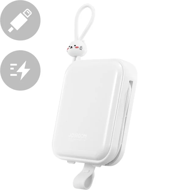 Powerbank com suporte, cabo USB-C e iPhone Lightning Cutie Series 10000mAh 22.5W branco