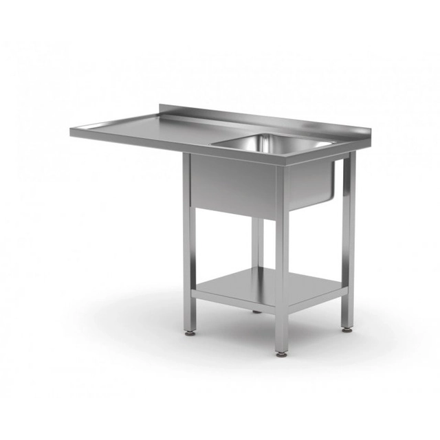 Pöytä, jossa pesuallas, hylly ja tila astianpesukoneelle tai jääkaapille - lokero oikealla 1600 x 600 x 850 mm POLGAST 231166-P 231166-P