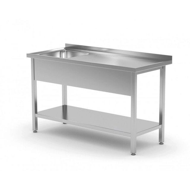 Pöytä pesualtaalla ja hyllyllä - lokero vasemmalla 800 x 600 x 850 mm POLGAST 212086-L 212086-L