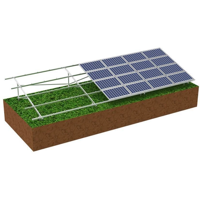 Pozemní konstrukce 4 X 8 horizontální fotovoltaické moduly