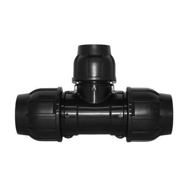 PP clamp tee 90st. 25x20x25 PN16, for PE pipes, black colour