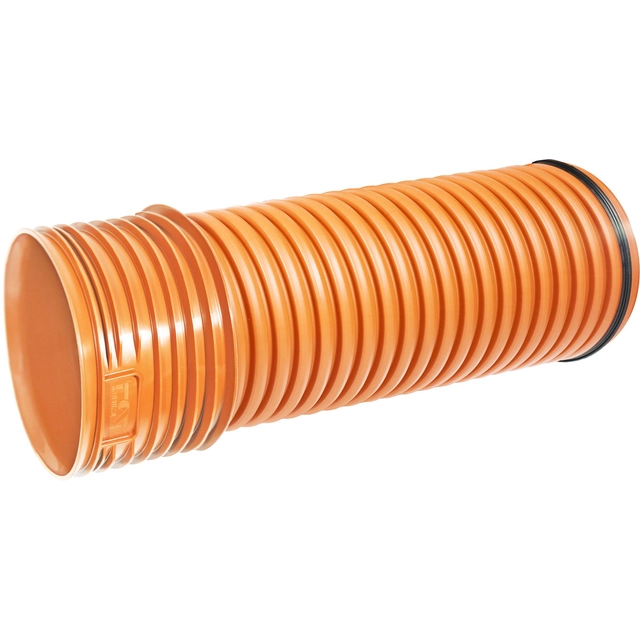 PP external sewage pipe K2-KAN DN/FROM 200x3000 SN8, goblet corrugated 2-warstwowa, with seal, orange colour