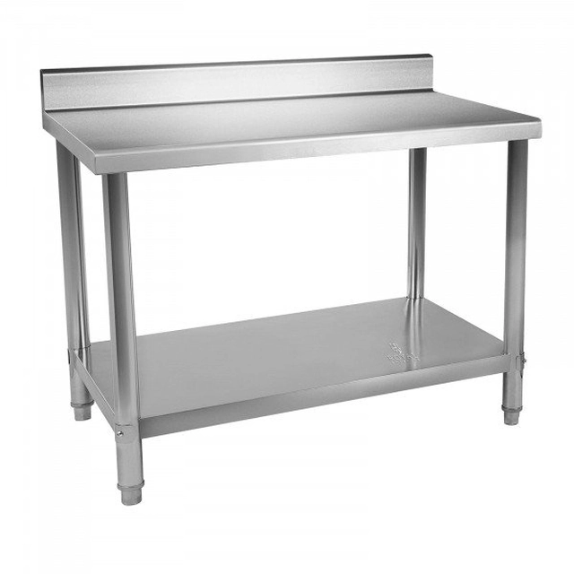 Pracovní stůl - nerez - 120 x 60 cm - 137 kg - ráfek ROYAL CATERING 10011591 RCWT-120X60SB