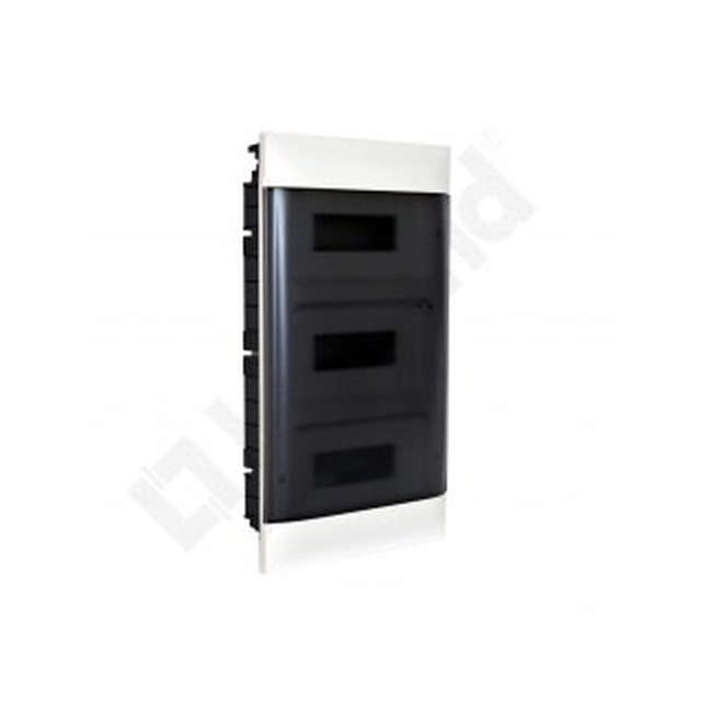 PRACTIBOX S infälld fördelningslåda 3x12 transparent dörr, för massiva väggar (36 modul)