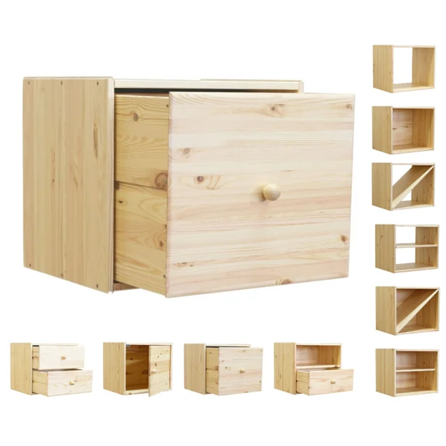 Prateleira/gaveta modular de madeira RSKL - Natural