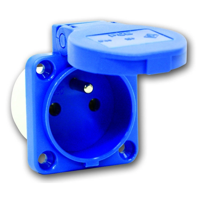 Presa da pannello monofase P-Nova 16A 230V 2P+Z con pin, blu, ingresso cavi posteriore IP54