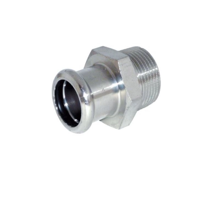 Pressed stainless steel tip RM inoxPRES, External thread, 1/2&quot;x18