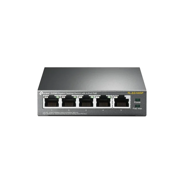 Превключете с 4 PoE портове 2000 MAC 1000 Mbps TP-Link TL-SG1005P