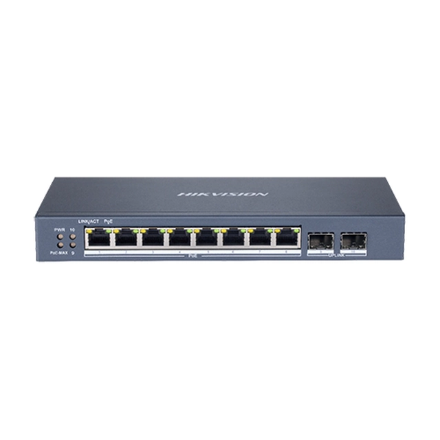 Превключване на 8 Gigabit PoE портове, 2 SFP порт за връзка нагоре, SMART Management - HIKVISION DS-3E1510P-SI