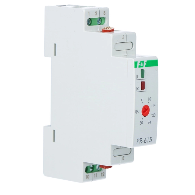 Priority relay PR-615 with through-duct, adjustable 4-30A, contacts:1Z ,Imax=16A, 1 module