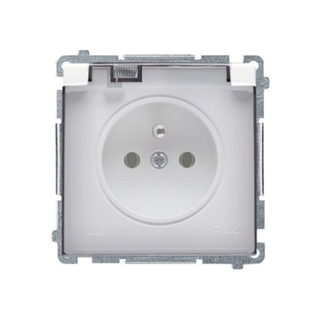 Prise de terre, simple, fumée/volet transparent IP44, BMGZ1B.01/11a Module blanc de base