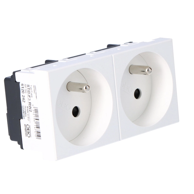 Prise double 33°, NF, type blanc pur STD-F3 RW2