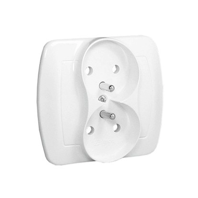 Prise double terre avec obturateur AGZ2Z/11 Accord blanc