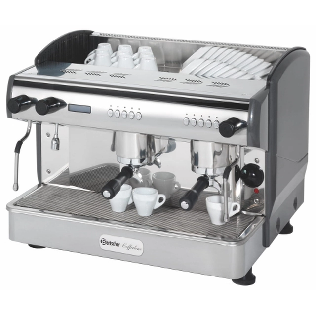 Professional coffee machine with 2 brewing groups