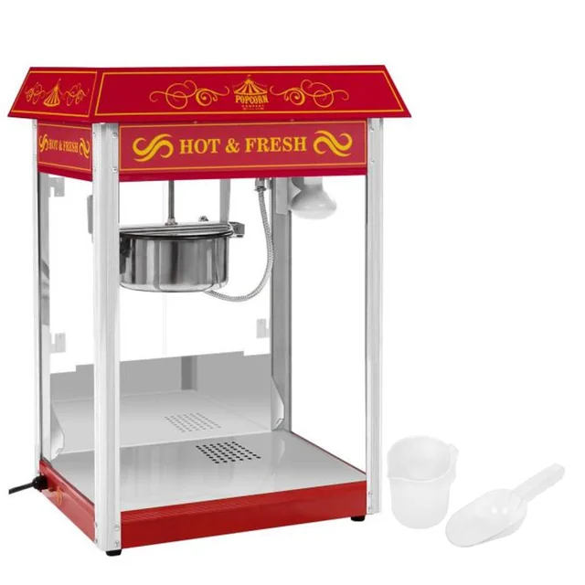 Professional, efficient adjustable popcorn machine 230V 1.6kW red