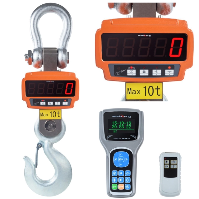 Professional hook scale with remote control and reader up to 10 tonnes 10T