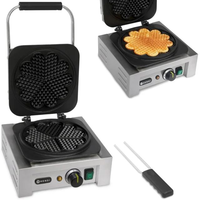 Professional waffle maker rosette 5 heart waffles dia. 215mm 2200W