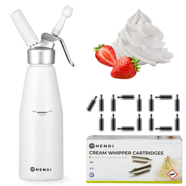 Professional Whipped Cream Decorator Siphon 1L + 100 cartridges N2O Hendi 588376