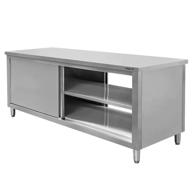 Professionelt centralt gastronomibord med kabinet 200x70x85