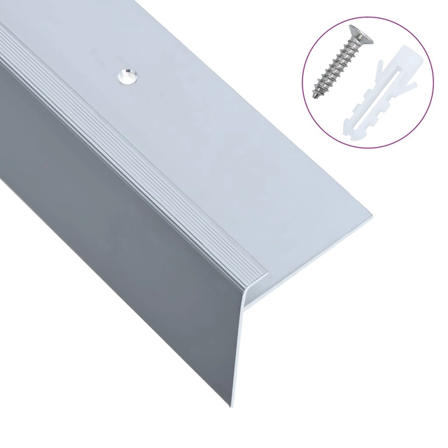 Profiles for stairs, 15pcs., Silver, 90cm, aluminum, f-shaped
