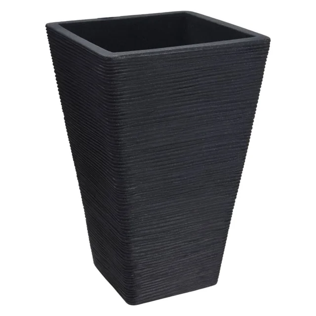 ProGarden Flower pot, ribbed, square 55 cm, anthracite