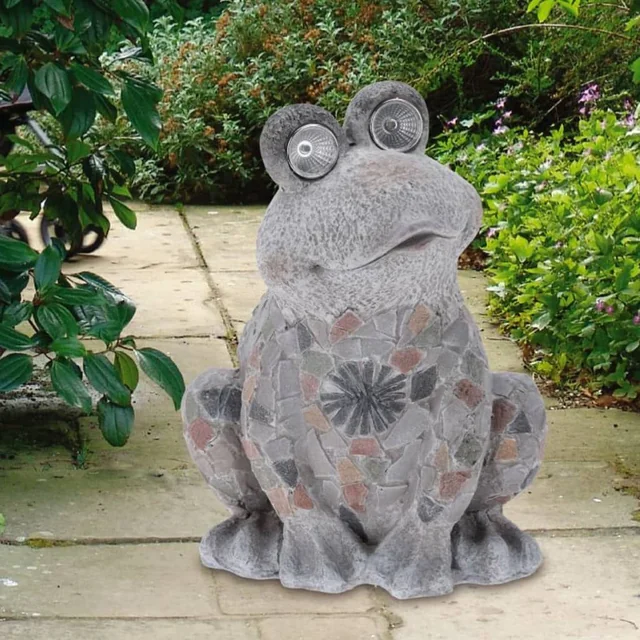 ProGarden Garden decoration in the shape of a frog, solar panel, MgO board