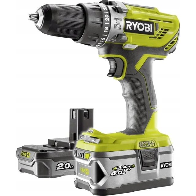 Πρόγραμμα οδήγησης τρυπανιού μπαταρίας Ryobi Ryobi ONE+ R18DD3-2415BSA31 1x1.5Ah, 1x4.0Ah