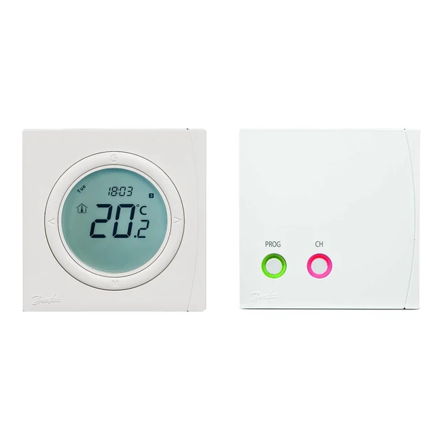 Programmable room thermostat Danfoss, TP5001RF+RX1-S wireless