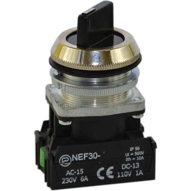 Promet Interruttore 2 manopola di posizione 30mm nero 2Z senza ritorno automatico (W0-NEF30-TPA 2X S)