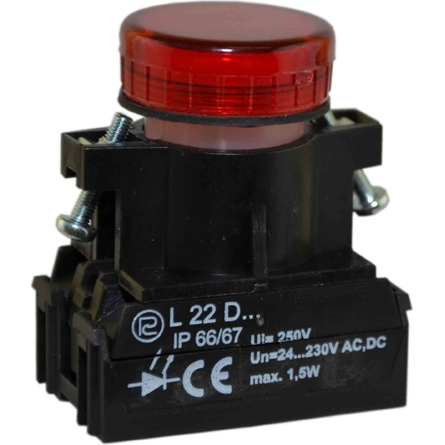 Promet Lampka sygnalizacyjna 22mm czerwona 24 - 230V CA/CC (W0-LDU1-L22D C)